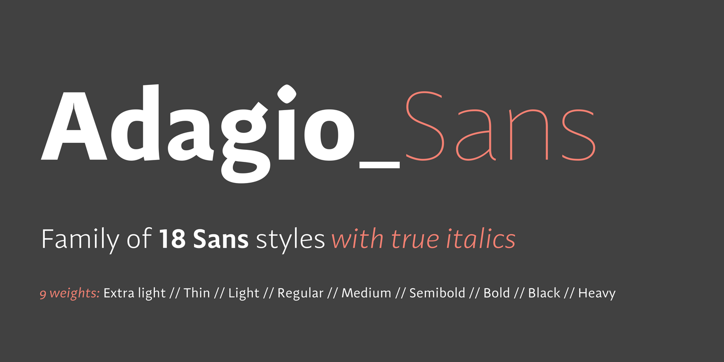 Beispiel einer Adagio Sans SemiBold italic-Schriftart